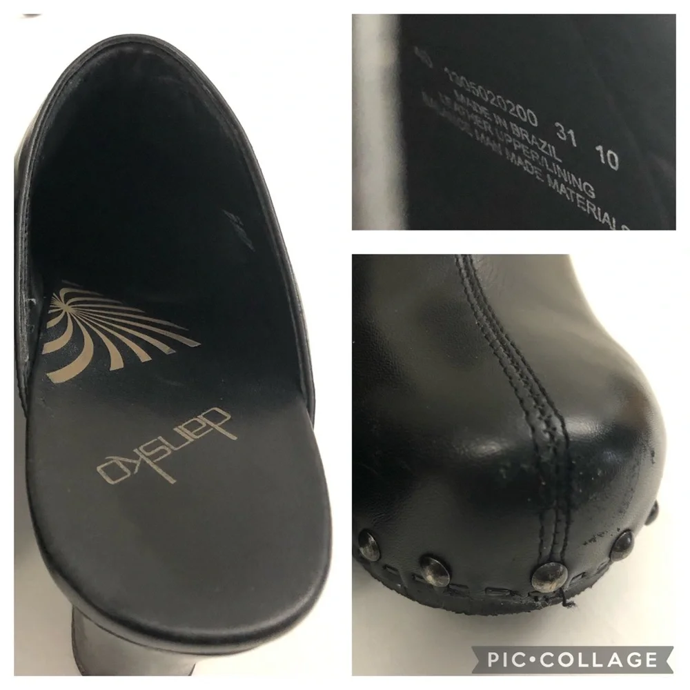 DANSKO Sz 40 Leather Heel Clog Mules - Picture 12 of 14